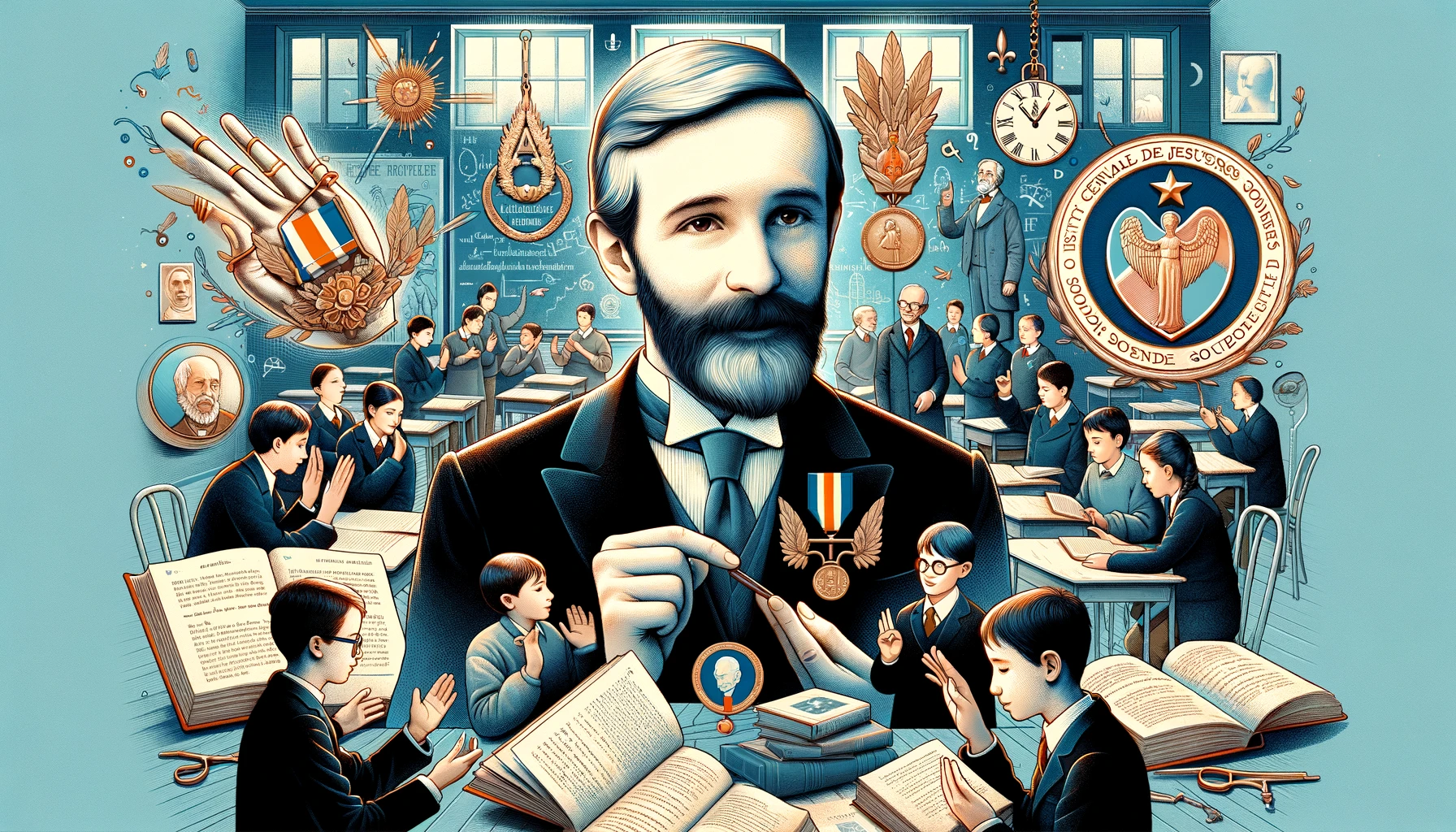 DALL·E-2024-02-06-04.53.56-An-engaging-and-educational-illustration-highlighting-the-life-and-achievements-of-Ferdinand-Berthier-a-pioneer-in-deaf-education-and-advocacy.-The-i