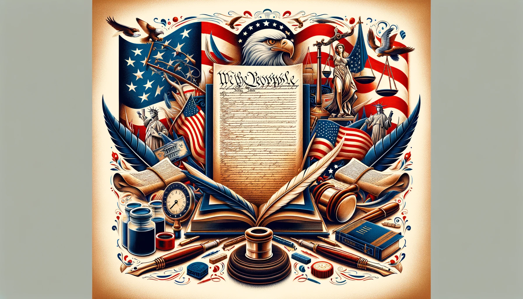 DALL·E-2024-02-09-23.12.28-Design-an-educational-and-engaging-image-that-visually-represents-the-United-States-Constitution.-The-image-should-feature-a-central-prominent-displa
