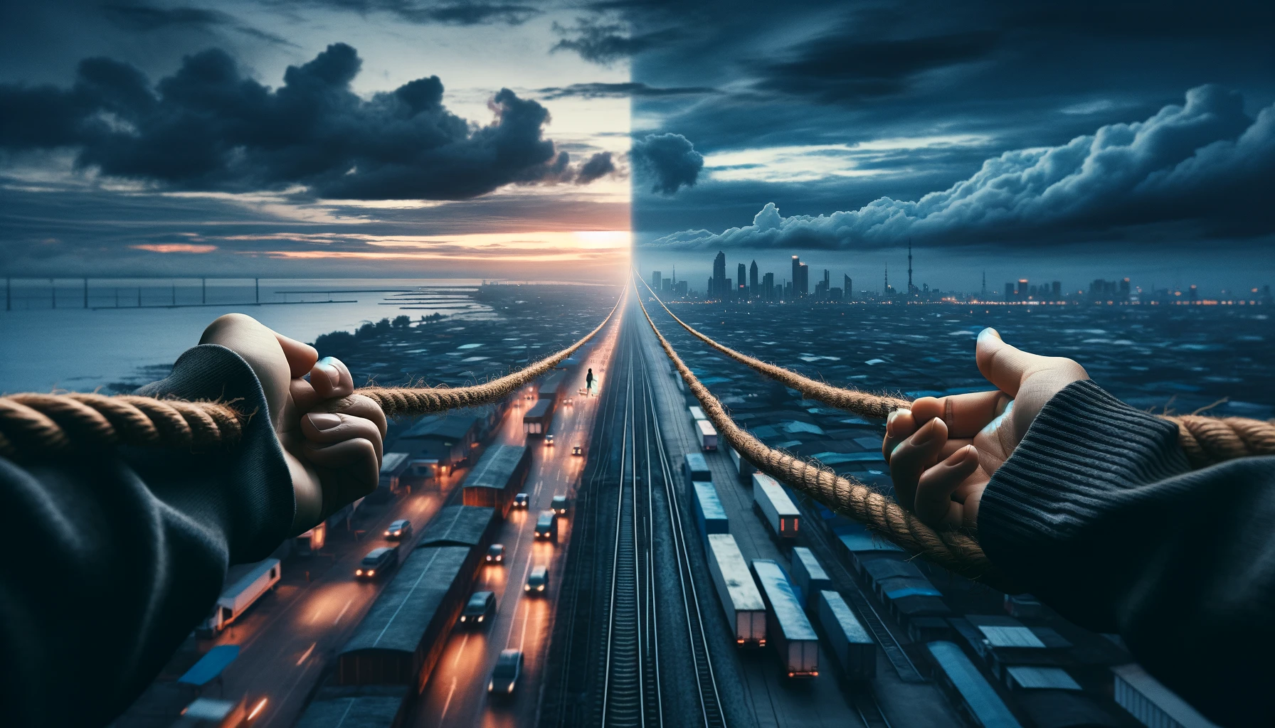 DALL·E-2024-02-12-16.12.38-An-image-capturing-the-emotional-challenge-of-maintaining-a-long-distance-relationship-featuring-two-people-separated-by-a-vast-distance-each-holdin